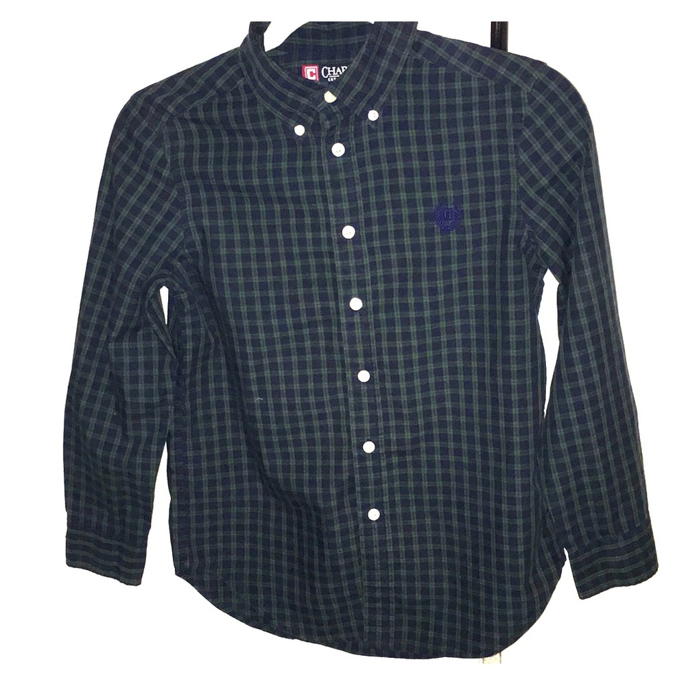 Chaps boys button down green and blue